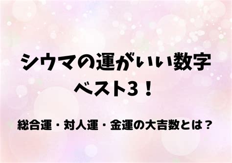 シウマ 五大吉数|シウマさんが教える「開運数字」。金運アップの暗証。